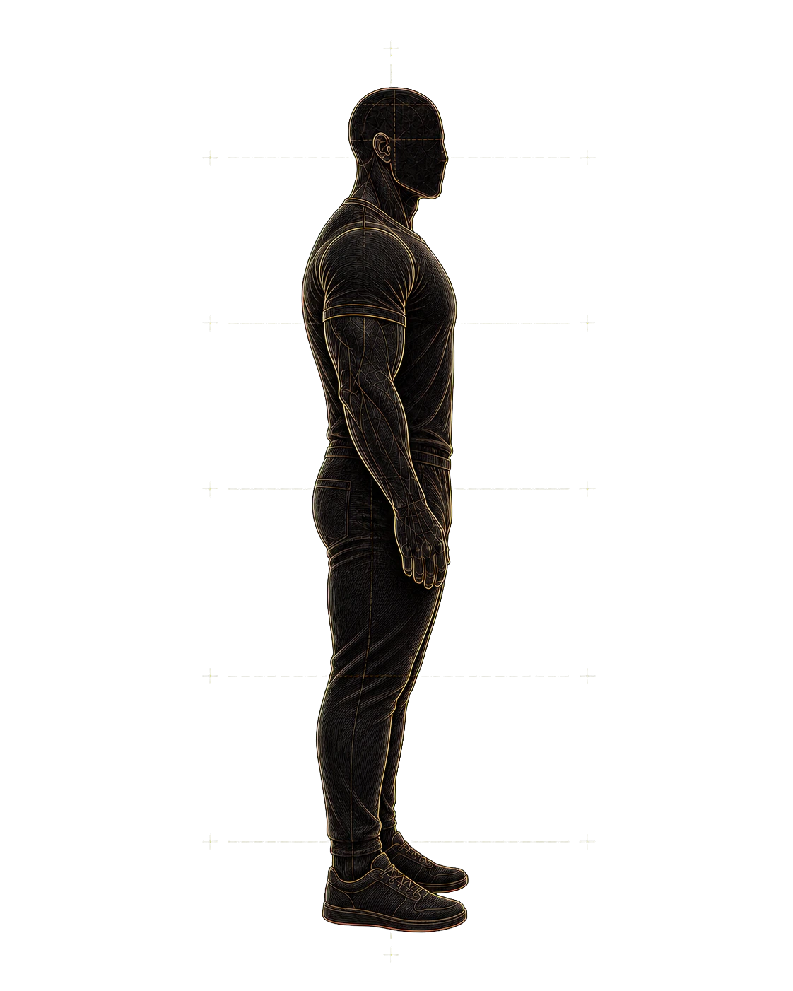 An anatomical study of torso and lower-body depth.